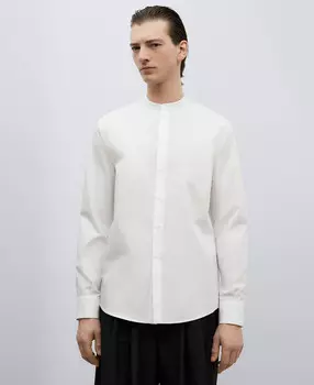 Рубашка из хлопкового поплина с воротником-стойкой Adolfo Dominguez, белый