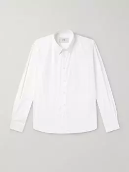 Рубашка из хлопкового поплина с вышитым логотипом AMI PARIS, белый