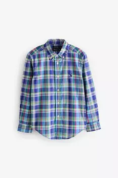 Рубашка из хлопкового поплина в клетку для мальчика Polo Ralph Lauren, синий
