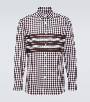 Рубашка из хлопкового поплина в клетку с логотипом Burberry, мультиколор