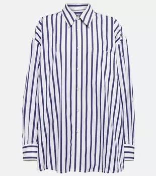 Рубашка из хлопкового поплина в полоску BOTTEGA VENETA, белый