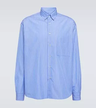 Рубашка из хлопкового поплина в полоску Lanvin, синий