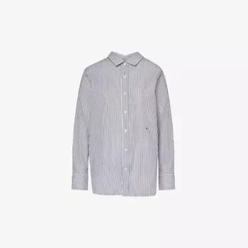 Рубашка из хлопкового поплина в полоску с вышитым логотипом Hommegirls, черный