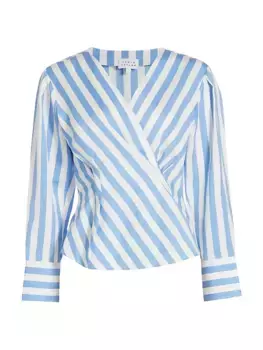 Рубашка из хлопкового поплина в полоску Tula Tanya Taylor, синий