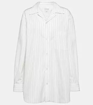 Рубашка из хлопкового поплина в тонкую полоску Bottega Veneta, нейтральный