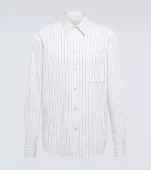 Рубашка из хлопкового поплина в тонкую полоску Bottega Veneta, белый