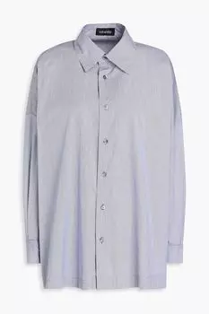 Рубашка из хлопкового поплина в тонкую полоску ESKANDAR, нави