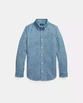 Рубашка из хлопкового шамбре для девочек Polo Ralph Lauren, синий