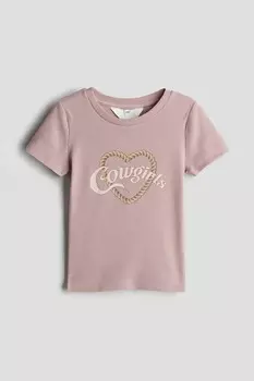Рубашка из хлопкового трикотажа H&M, розовый
