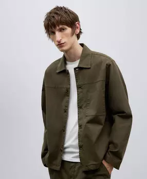 Рубашка из хлопкового твила Adolfo Dominguez, зеленый