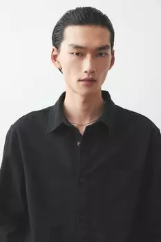 Рубашка из хлопкового твила классического кроя H&M, черный