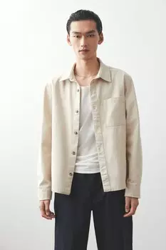 Рубашка из хлопкового твила классического кроя H&M, бежевый