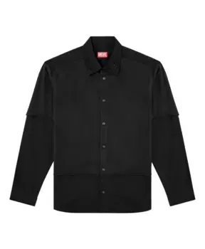 Рубашка из хлопкового твила на трикотажной подкладке. Diesel, черный