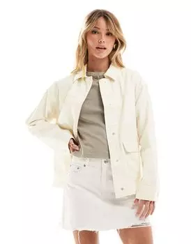 Рубашка из хлопкового твила с карманом ASOS DESIGN цвета экрю