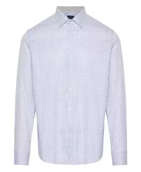 Рубашка из хлопкового твила в микроклетку Paul & Shark, синий