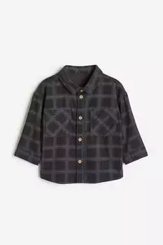 Рубашка из хлопкового вельвета H&M, серый