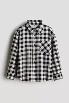 Рубашка из хлопковой фланели H&M, черный