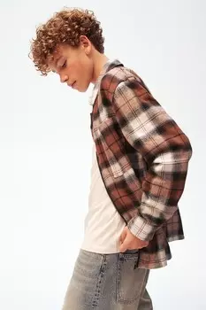 Рубашка из хлопковой фланели H&M, коричневый