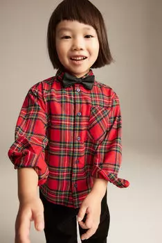 Рубашка из хлопковой фланели H&M, красный