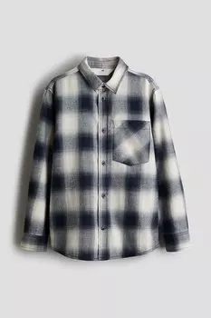 Рубашка из хлопковой фланели H&M, синий