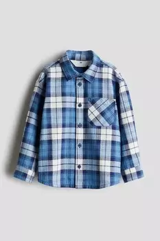 Рубашка из хлопковой фланели H&M, синий