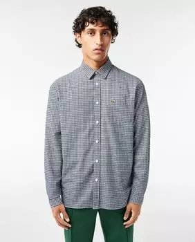 Рубашка из хлопковой фланели в клетку Lacoste, темно-синий
