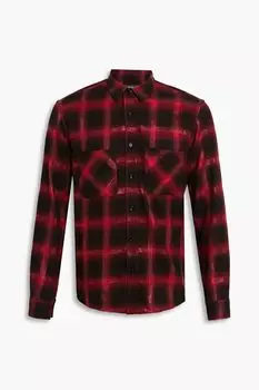Рубашка из хлопковой фланели в клетку с блестками AMIRI, красный