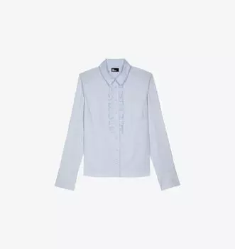 Рубашка из хлопковой смеси с длинными рукавами и оборками The Kooples, голубой