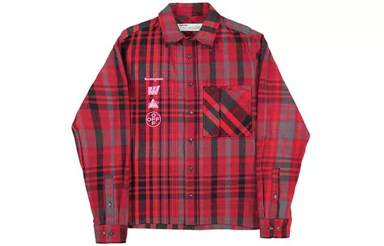 Рубашка из хлопковой смесовой фланели в клетку Mariana De Silva Off-White