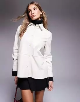 Рубашка из искусственной кожи кремового цвета River Island