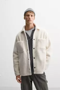 Рубашка из искусственной овчины ZARA, экрю