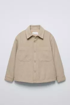 Рубашка из искусственной овчины ZARA, светло-коричневый