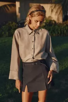 Рубашка из искусственной замши большого размера ZARA, песочный