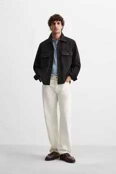 Рубашка из искусственной замши ZARA, черный