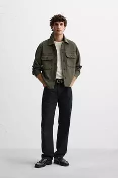 Рубашка из искусственной замши ZARA, хаки