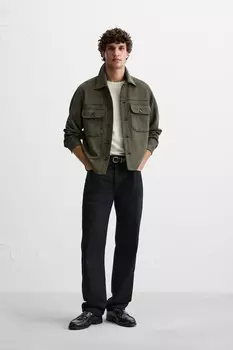 Рубашка из искусственной замши ZARA, хаки