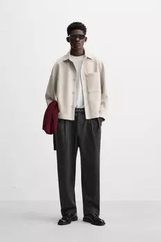 Рубашка из искусственной замши ZARA, камень