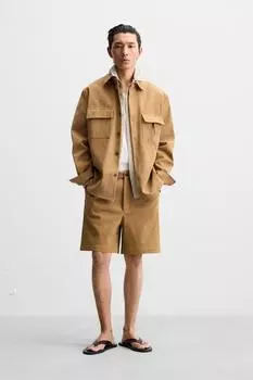 Рубашка из искусственной замши ZARA, коричневый