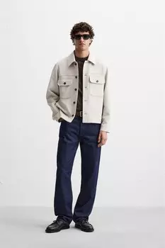 Рубашка из искусственной замши ZARA, песок