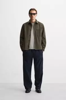 Рубашка из искусственной замши ZARA, зеленый