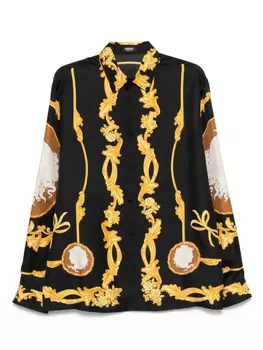 Рубашка из камеи из шелка Versace, черный