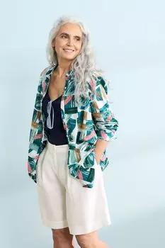 Рубашка из корнуоллского крапивника цвета морской соли с расклешенными краями внизу Seasalt Cornwall, синий