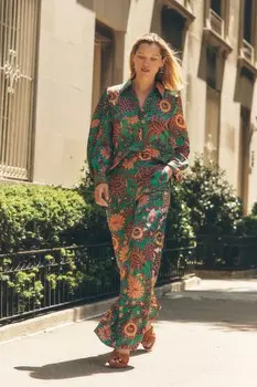 Рубашка из кованого атласа Boden, зеленый