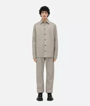 Рубашка из кожи Intrecciato с эффектом свободного покроя Bottega Veneta