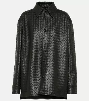 Рубашка из кожи интрекчато BOTTEGA VENETA, зеленый