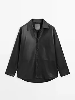 рубашка из кожи наппа Massimo Dutti, черный