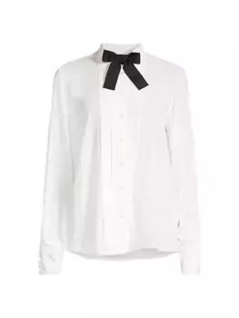 Рубашка из крепа с защипами Emporio Armani, белый