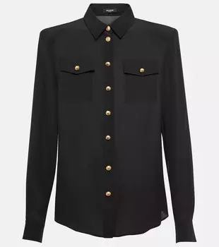 Рубашка из крепдешина BALMAIN, черный