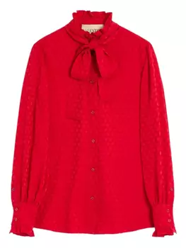 РУБАШКА ИЗ КРЕПДЕШИНА Valentino Garavani С ПРИНТОМ COUR DE COEUR, красный