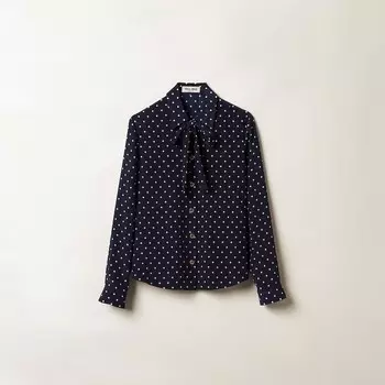 Рубашка из крепдешина в горошек Miu Miu, синий